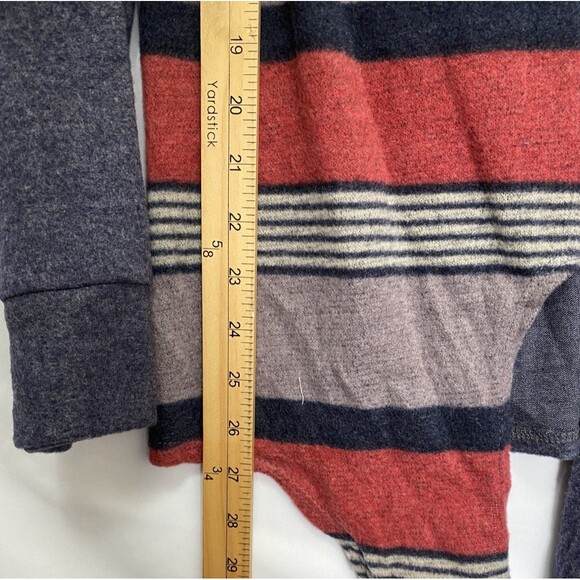 Women’s Long Sleeve Striped Top Navy Rust Tie Front Detail Size M Runs Large - Picture 7 of 9